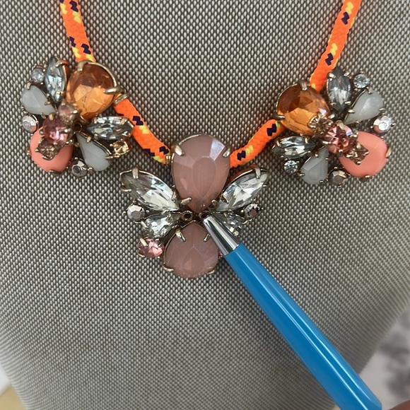 Crewcuts By J.Crew paracord neon orange pink with sparky stone   necklace 16” - Picture 4 of 8